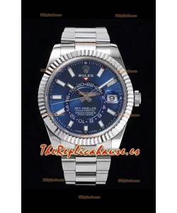 Rolex Sky-Dweller REF# 326934 Dial Azul Reloj Caja de Acero 904L Réplica a Espejo 1:1