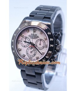 Rolex Daytona Cosmógrafo Project X Design Negro Oscuro Edición Series II - Esfera Rosa Perla y Números en Diamantes