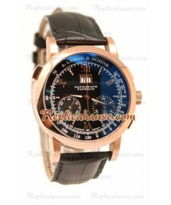 A. Lange Sohne Datograph Flyback Cronógrafo Cuero Suizo Reloj
