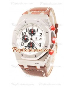 Audemars Piguet Royal Oak Offshore Dial Blanco in Correa de cuero