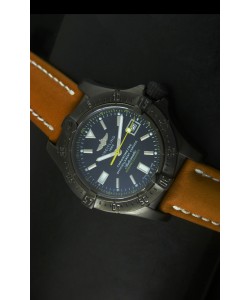 Breitling Seawolf Reloj Suizo con Revestimiento PVD en Correa Marrón