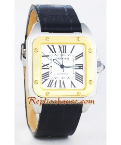 Cartier Réplica Santos 100 para Hombre - Dos Tonos