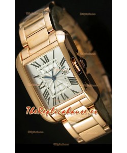 Cartier Tank Anglaise Mid Sized, Reloj Réplica Suiza color Oro Rosado - Réplica en escala 1:1