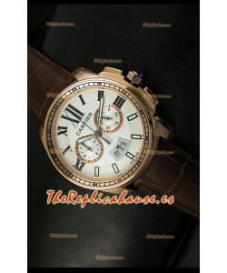 Calibre De Cartier, Reloj cronógrafo Réplica Japonesa, color Oro Rosado