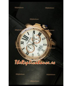 Calibre De Cartier, Reloj cronógrafo Réplica Japonesa, color Oro Rosado