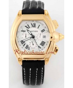 Cartier Roadster Gold Reloj Réplica - Leather