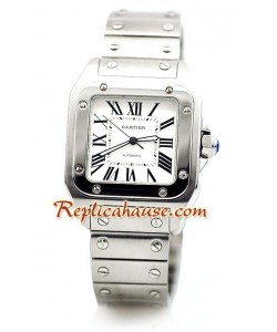 Cartier Santos 100 Stainless Reloj con Correa de Acero