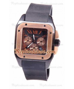 Cartier Santos 100 Carbon Chrono Reloj Japonés