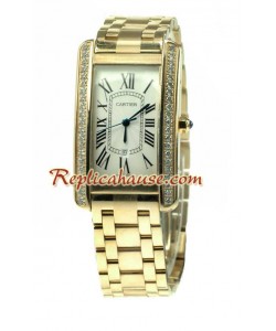 Cartier Santos Tank Americaine Suizo Dama - Gold Reloj