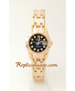 Rolex Réplica Datejust - Tres Tonos - Dama -