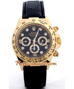 Reloj Rolex Réplica Daytona Oro 18K con correa de cuero