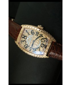 Franck Muller Casablanca Gold Croco Reloj con Caja de Oro