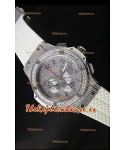 Hublot Big Bang Rose Acero Inoxidable Movimiento de Cuarzo en Correa Blanca