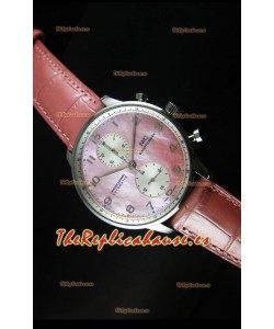 IWC Portuguese Cronógrafo Reloj Réplica Suizo Dial en Rosa Perla - Edición Réplica Espejo 1:1