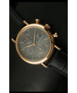IWC Portofino Reloj Suizo Cronógrafo Caja en Oro Rosado Dial Gris