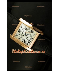Cartier Tank Anglaise, Reloj Réplica Japonesa Oro Rosado, Dial color Blanco, tamaño 34MM