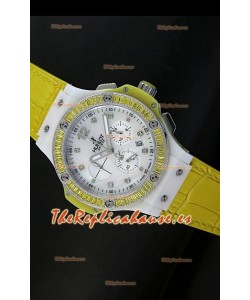 Hublot Big Bang para mujeres, Edición Tutti Frutti, Correa Amarilla, tamaño 34MM