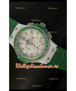 Hublot Big Bang para mujeres, Edición Tutti Frutti, Correa Verde, tamaño 34MM