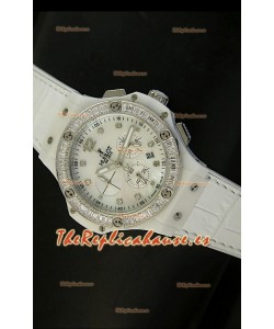 Hublot Big Bang para mujeres, Reloj movimiento de cuarzo, Dial/Correa color Blanco, tamaño 34MM