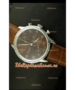 IWC Portuguese Reloj Réplica Suiza cronógrafo en Acero, edición réplica, escala 1:1