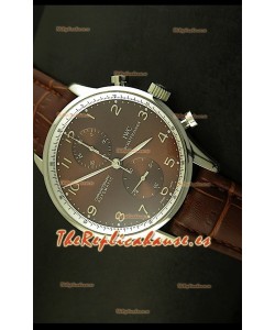 IWC Portuguese Reloj Réplica Suiza cronógrafo en Acero, edición réplica, escala 1:1