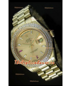 Rolex Day Date II, Reloj Réplica Suiza 41MM - Dial de Oro - réplica en escala 1:1