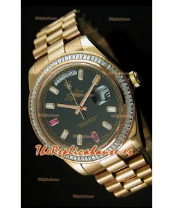 Rolex Day Date II, Reloj Réplica Suiza 41MM - Dial Negro - réplica en escala 1:1