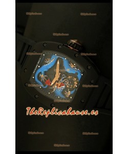 Richard Mille RM057 Tourbillon Jackie Chan Reloj Réplica Suiza caja con recubrimiento en PVD