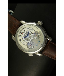 Mont Blanc Nicolas Riessec Caja de Acero Inoxidable Dial Blanco