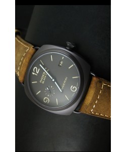 Panerai Radiomir PAM505 Reloj Suizo Sello Negro Edición 3 Dias con Caja revestida en DLC