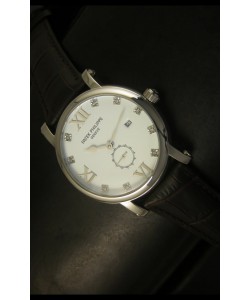 Patek Philippe Calatrava Reloj de Acero Inoxidable Marcadores de Hora en Diamantes