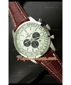 Breitleng Transocean Reloj Japonés de Cuarzo con Esfera Blanca