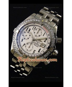 Breitleng Chronomat Evolution Reproducción Reloj Suizo con Diamantes en Bisel