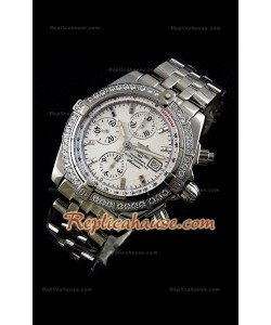 Breitleng Chronomat Evolution Reproducción Reloj Suizo con Diamantes en Bisel