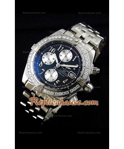 Breitleng Chronomat Evolution Reproducción Reloj Suizo con Diamantes en Bisel