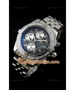 Breitleng Chronomat Evolution Reproducción Reloj Suizo con Diamantes en Bisel