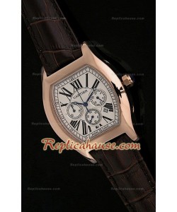 Cartier Tortue Reloj Cronógrafo Japonés de Cuarzo en Oro Rosa