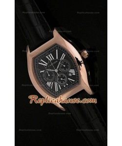 Cartier Tortue Reloj Cronógrafo Japonés de Cuarzo en Oro Rosa