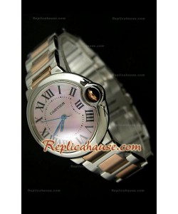 Ballon De Cartier Reproducción Reloj Suizo - Reloj Mediano Dos Tonos - 38MM