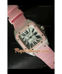 Cartier Santos 100 Reloj Automático Suizo Para Señoras en Penk - 33MM