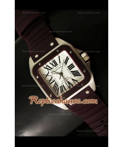 Cartier Santos 100 Reloj Automático Suizo para Señoras en Negro - 33MM