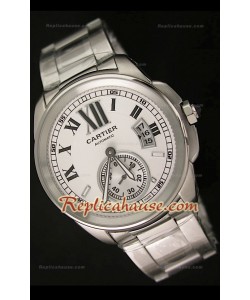 Calibre De Cartier Reloj Automático Japonés con Esfera Blanca
