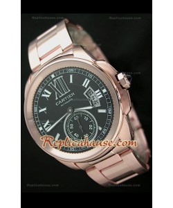 Calibre De Cartier Reloj Automático Japonés de Oro Rosa con Esfera de color Negro