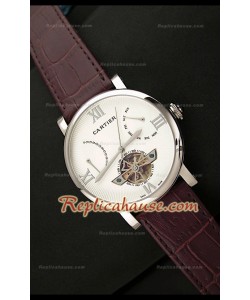 Cartier Tourbllon Reproducción Japonesa del Reloj con Esfera Blanca