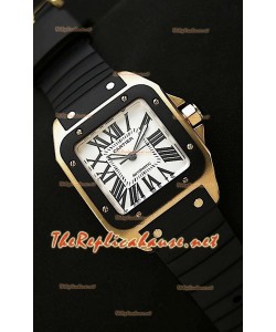 Cartier Santos 100 Reloj Suizo para Señoras en Oro Rosa - 33MM - Réplica a Escala 1:1