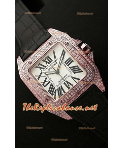 Cartier Santos 100 Iréplica Reloj Suizo para Señoras de 38MM- Réplica Escala 1:1