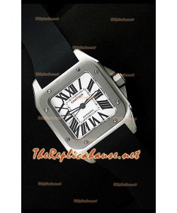 Cartier Santos 100 Reloj Suizo con Caja de Acero Réplica Escala 1:1 - 42MM