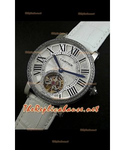 Cartier Calibre turbillón japonés malla blanca