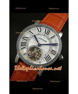 Cartier Calibre turbillón japonés malla marrón claro