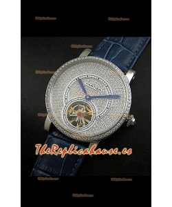 Cartier Calibre turbillón japonés con esfera de diamante malla azul
